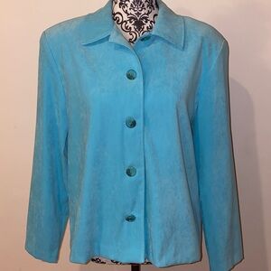 Vintage Briggs New York Women's Teal Blue Blazer Size Petite Large